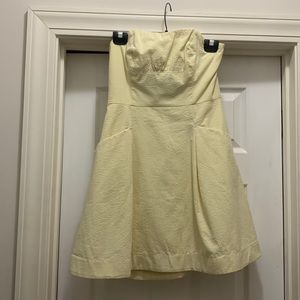 Lilly Pulitzer yellow seersucker strapless dress